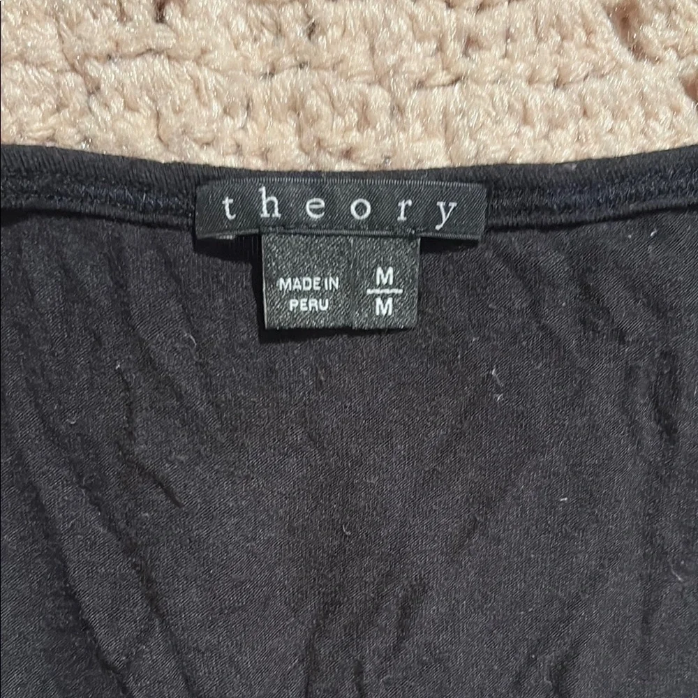 Theory Black Blouse with Blue Sleeves - Picture 2 of 3